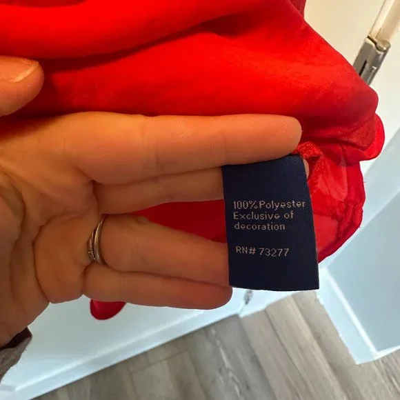 Red Work Top Apt. 9 Flowy Shiny Petite - Picture 3 of 5